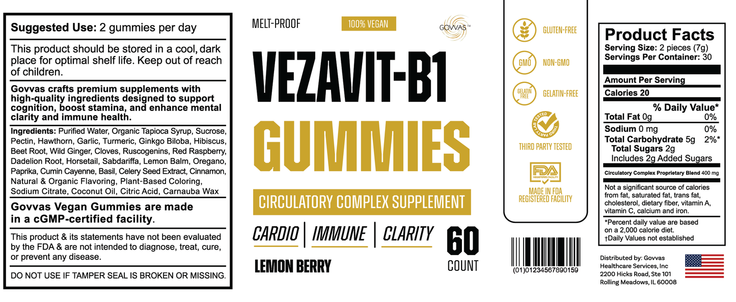 VEZAVIT-B1 GUMMIES - A CIRCULATORY COMPLEX ANAGES BLOOD PRESSURE