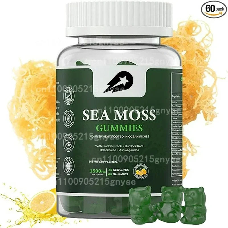 Irish Seaweed Gummies - Detoxification and Thyroid Supplements for Men and Women - Black Seed Oil: Immune Support 60 Gummies