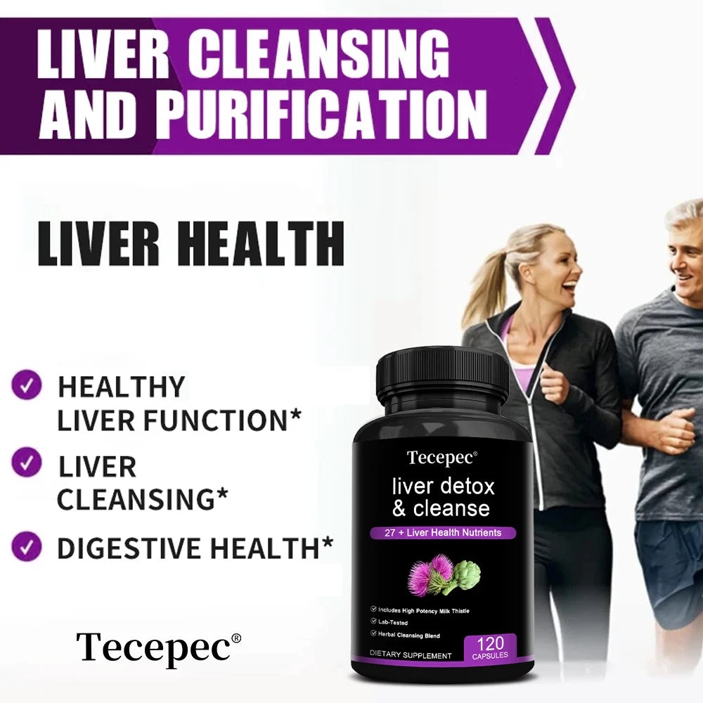 Tecepec Liver Cleanse Detox Supplement Herbal Liver Support with Milk Thistle, Nutritional Supplement for Liver Health