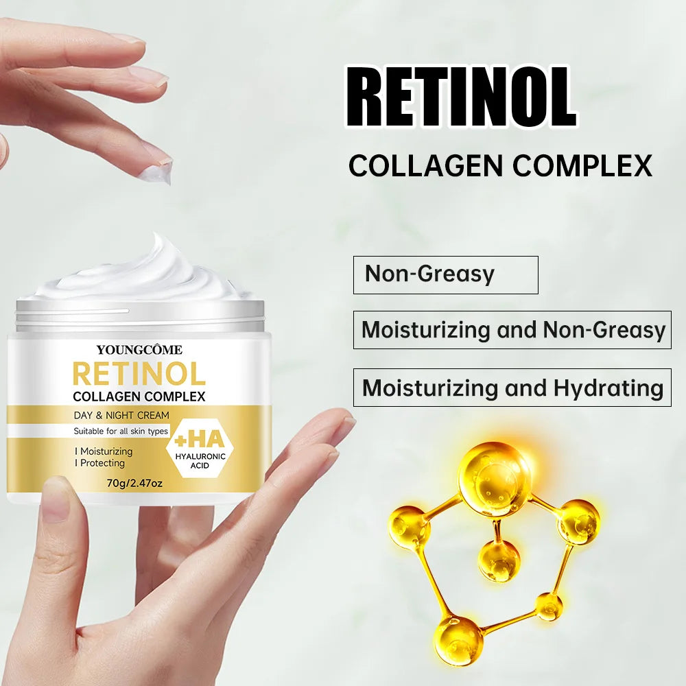 Retinol Cream Anti Aging Day Night Wrinkle Fine Lines Removal Firming Skincare Facial Moisturizer with Collagen Hyaluronic Acid