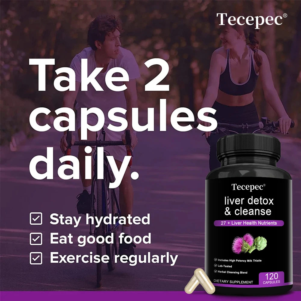 Tecepec Liver Cleanse Detox Supplement Herbal Liver Support with Milk Thistle, Nutritional Supplement for Liver Health
