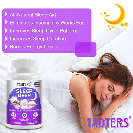 Extra Strength Melatonin - Sleep supplement with herbal ingredients to help relieve stress and improve sleep quality.