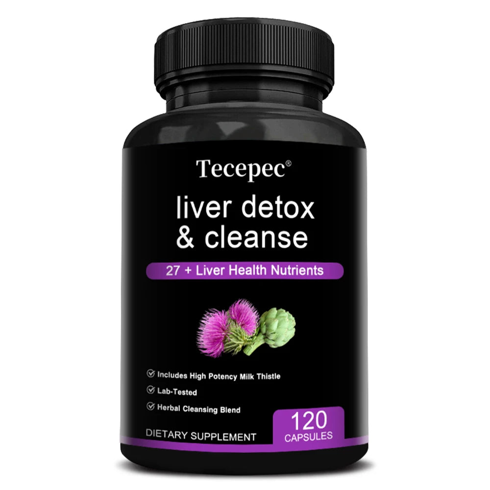 Tecepec Liver Cleanse Detox Supplement Herbal Liver Support with Milk Thistle, Nutritional Supplement for Liver Health