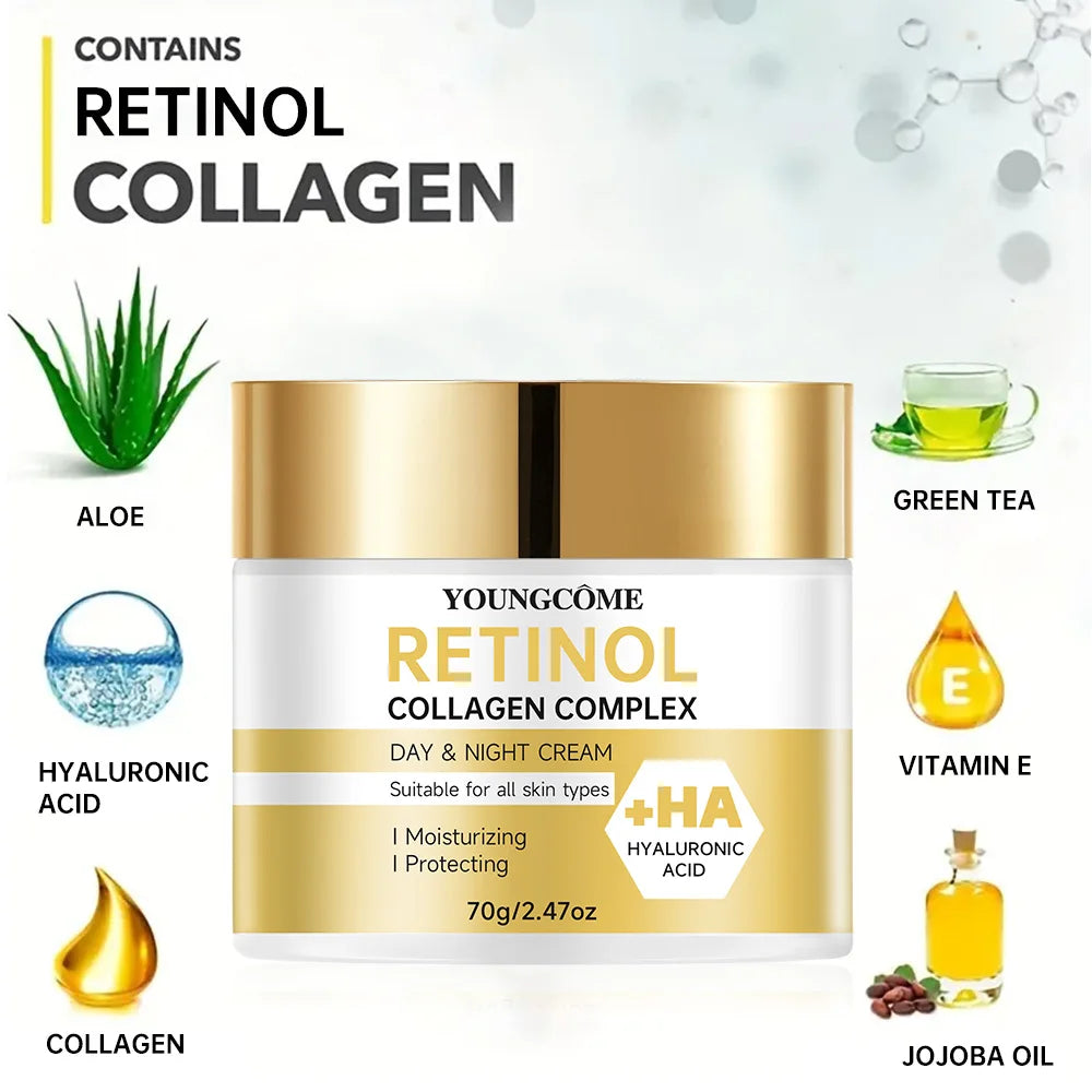 Retinol Cream Anti Aging Day Night Wrinkle Fine Lines Removal Firming Skincare Facial Moisturizer with Collagen Hyaluronic Acid