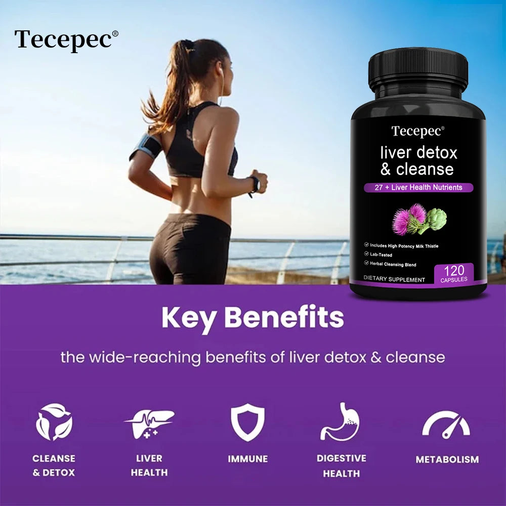 Tecepec Liver Cleanse Detox Supplement Herbal Liver Support with Milk Thistle, Nutritional Supplement for Liver Health
